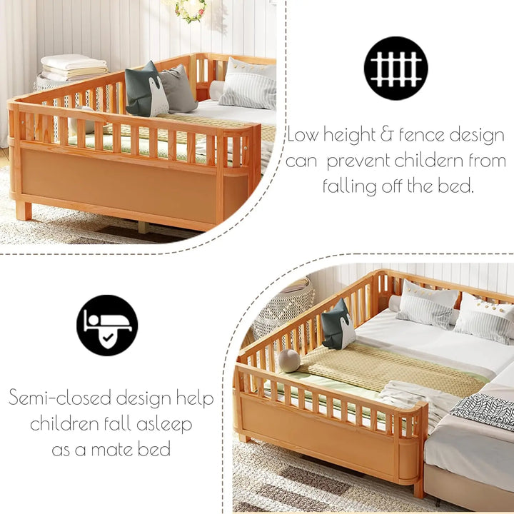 Wooden Montessori Bed with Rails