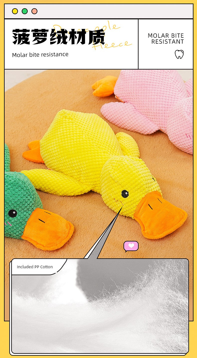 Large Dog Self-Hi Corgi Consumes Small Yellow Duck Dogs