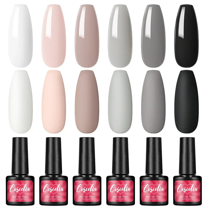 COSCELIA 6Pcs Glitter Gel Nail Set