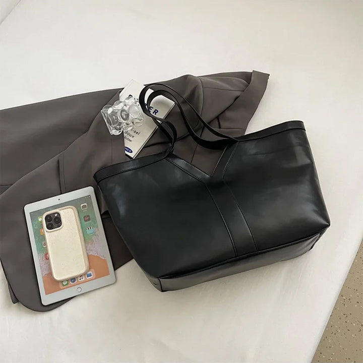 Soft Luxury Y Letter Women Shoulder Bag New Genuine Leather Fashion Large Capacity Tote Bag High-end Casual Commuting Brand Bag