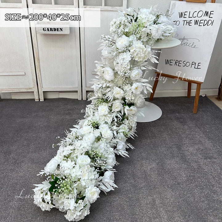 2m Luxury Runner Flower Row Artificial Flowers for Table Centerpiece Wedding Decoration Mix Flowers Backdrop Wall Arches Decor