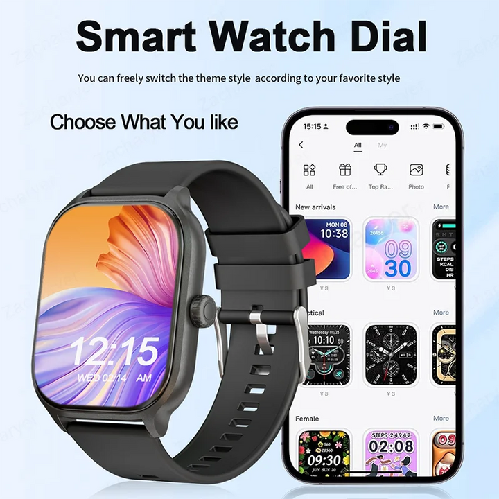 Smart watch, wireless calling/dial, multi-Sport mode, calling reminder and rejection, SMS reminder, for iPhone/Andriod