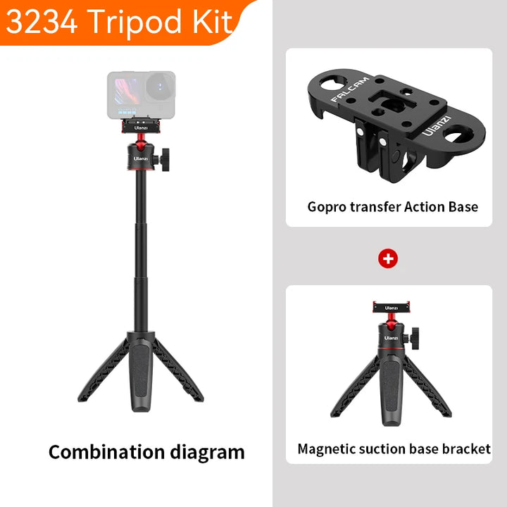 Ulanzi MT-50 Magnetic Tripod for Dji Osmo Action 5 4 3 Adjustable Underwater Selfie Stick Stand Mount Action Camera Accessories