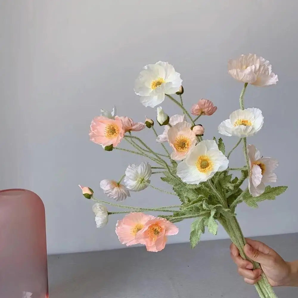 Artificial Silk Poppy Flowers Bouquet