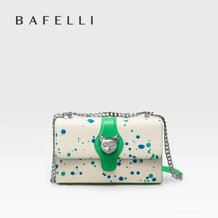 NEW WOMEN'S HANDBAGS BAFELLI 2024 TREND MESSENGER BAGS FOR WOMEN SHOULDER GENUINE LEATHER CAT LUXURY BRAND DESIGNER STYLE