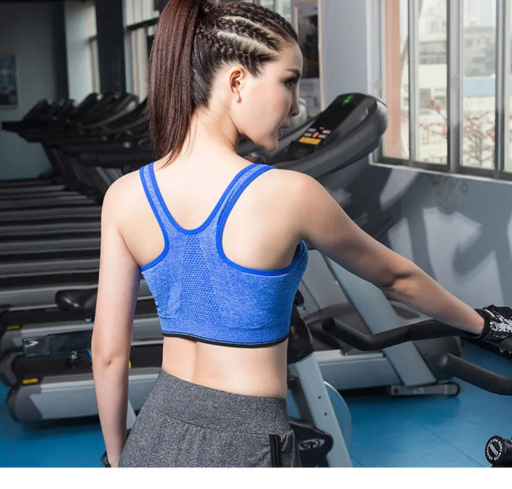 Front Zipper Sport Bra Gym top Breathable Brassiere Yoga Workout Running Vest Women's Underwear Shockproof Running Fitness Bra