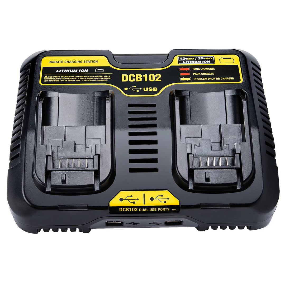 DCB102 DCB118 DCB112 Li-ion Battery Double Charging Dual USB Ports Charger For DeWalt 12V 14.4V 18V 20V DCB101 DCB200 DCB201