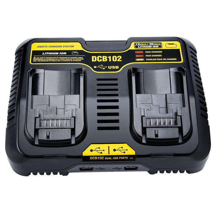 DCB102 DCB118 DCB112 Li-ion Battery Double Charging Dual USB Ports Charger For DeWalt 12V 14.4V 18V 20V DCB101 DCB200 DCB201