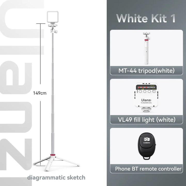 Ulanzi MT-44 Extend Livestream Tripod Stand 42inch Tripod with Phone Mount Holder Vertical Shooting Phone DSlR Camera Tripods