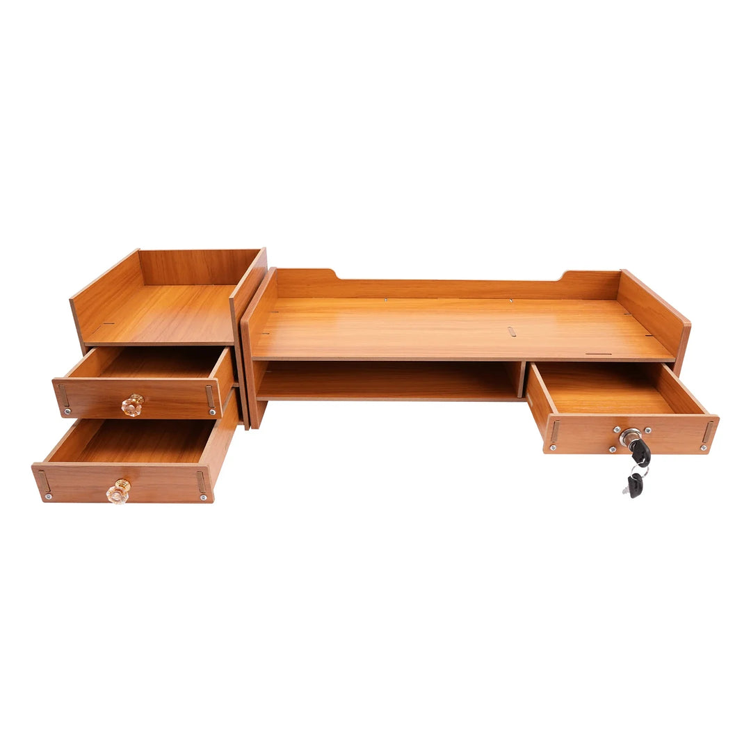 Wood Computer Rack with Drawers