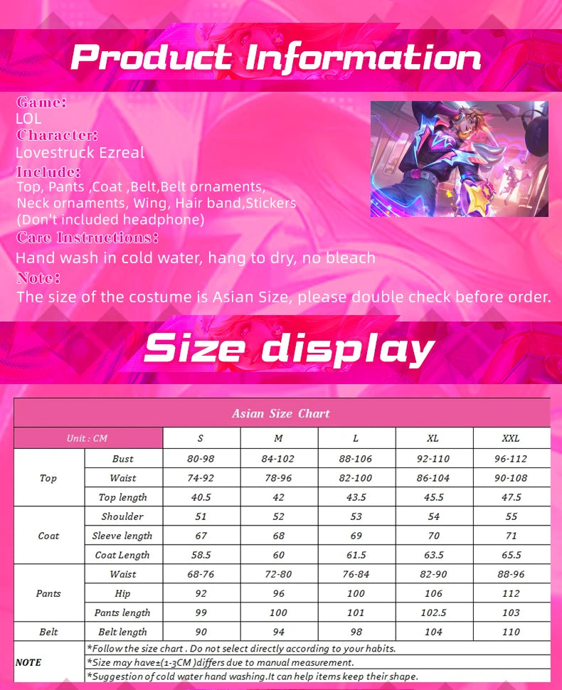 ROLECOS LOL Lovestruck Ezreal Cosplay Costume LOL Valentine's Day New Skin Ezreal Men Cosplay Costume Halloween Full Set