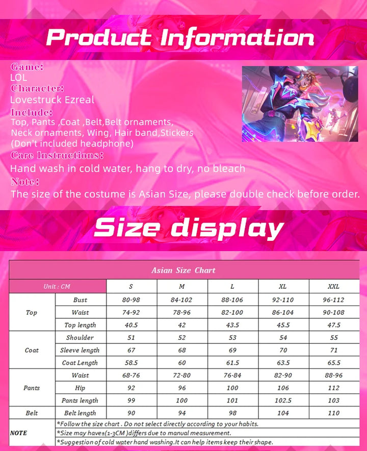 ROLECOS LOL Lovestruck Ezreal Cosplay Costume LOL Valentine's Day New Skin Ezreal Men Cosplay Costume Halloween Full Set