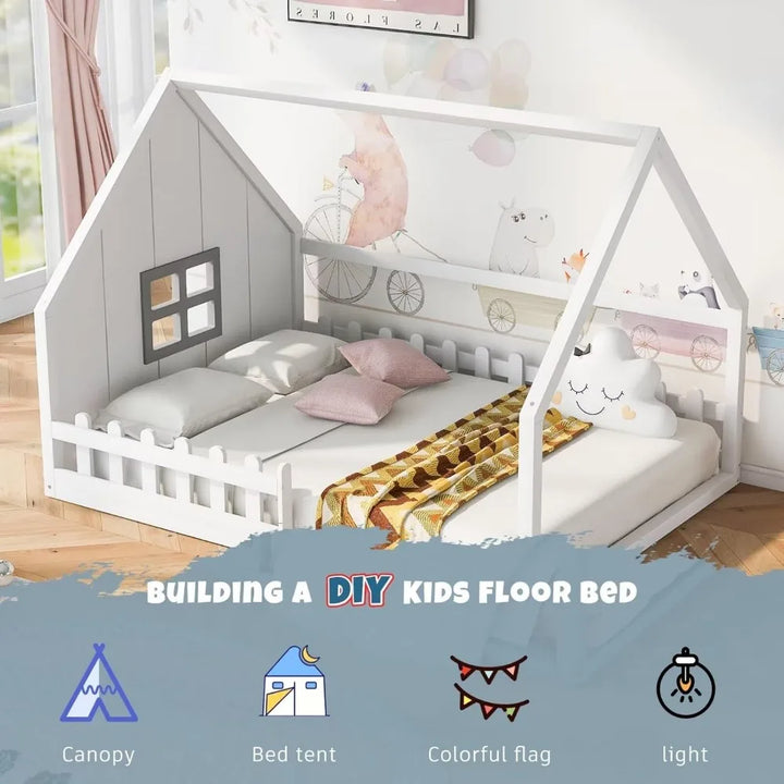 Full Size House Floor Bed