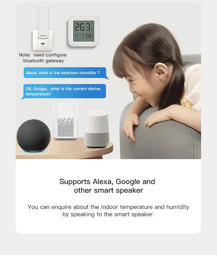Tuya Temperature Humidity Sensor Mini LCD Display Compatible with Bluetooth APP Remote Control Thermometer Hygrometer