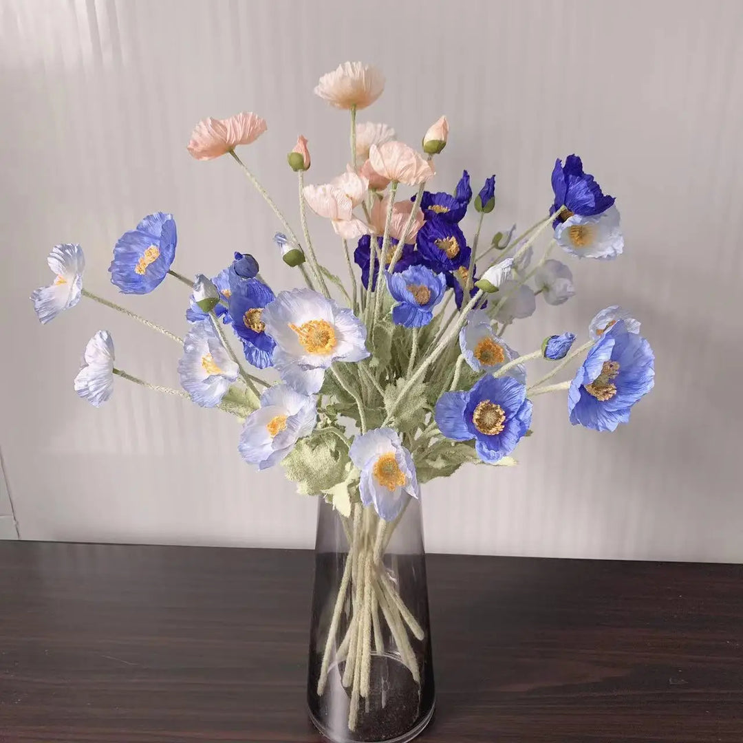 Artificial Silk Poppy Flowers Bouquet