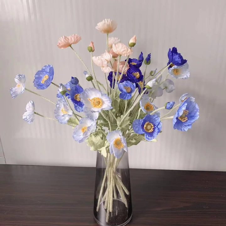 Artificial Silk Poppy Flowers Bouquet