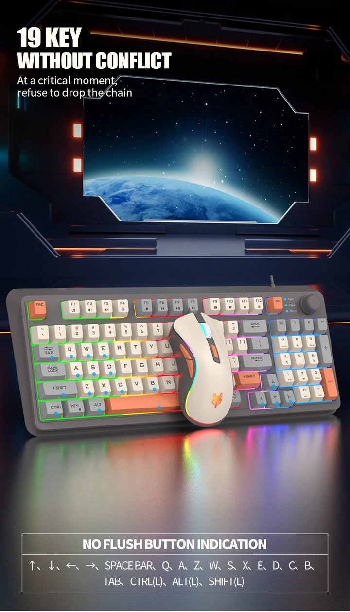 K820 USB Wired Game Keyboard Mouse Set Illuminated Desktop/Laptop Home Office Female Male Keyboard