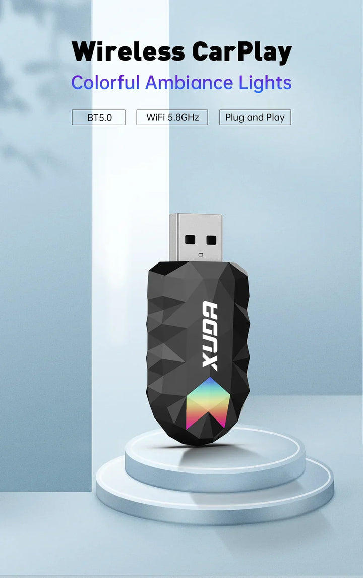 XUDA 2in1 Wireless CarPlay AI Mini Box Android Auto Box Plug&Play Automatic Connection Compatible with 99% of Cars For Car Radio