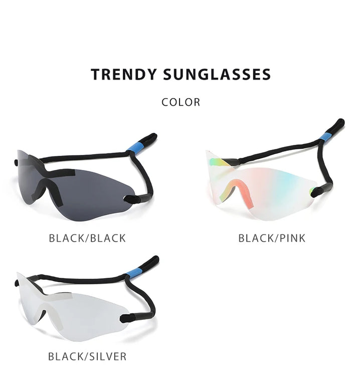 Oversized Punk Sport Rimless Sunglasses Women Men Luxury Brand Designer Hip Hop One Piece Y2K Sun Glasses