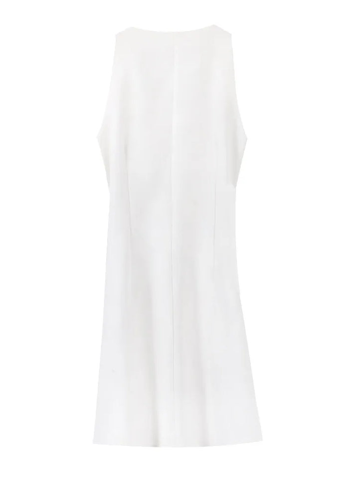 Hollow Out Sleeveless Dress Women Sexy Temperament Waist Cinching Slimming Elastic Summer Round Neck Hip Hugging Short Dress