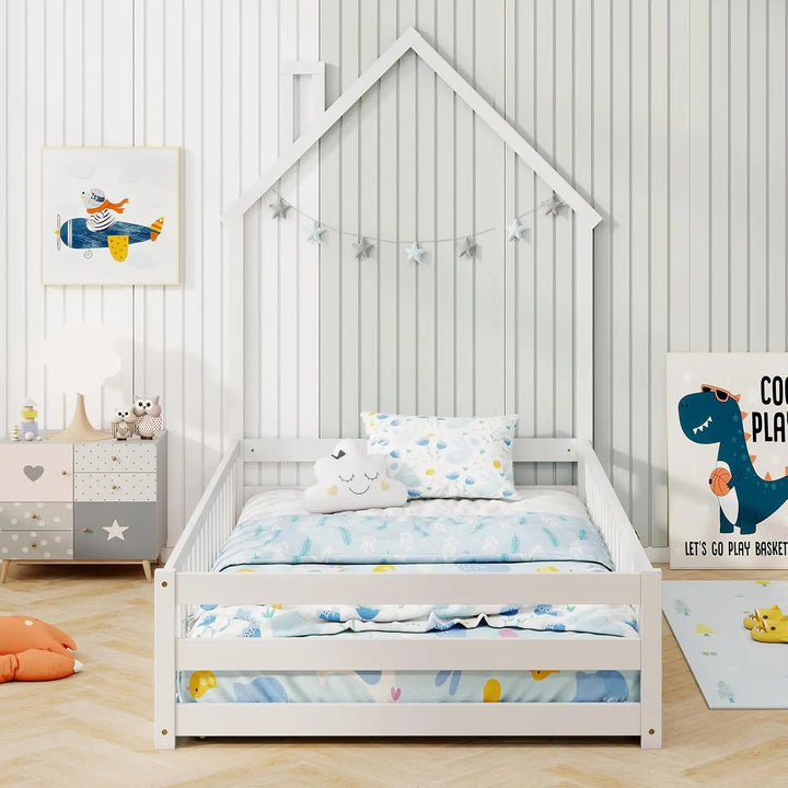 Twin House Floor Bed Wood