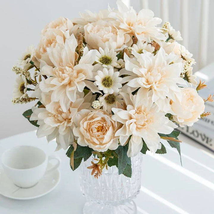 Silk Pompon Roses & Daisy Bouquet