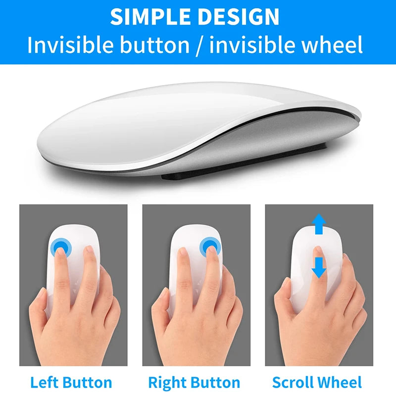 Wireless Bluetooth Silent Magic Computer Mouse Dual-Mode Rechargeable Touch Slim Ergonomic PC Mice For Apple Macbook Microsoft