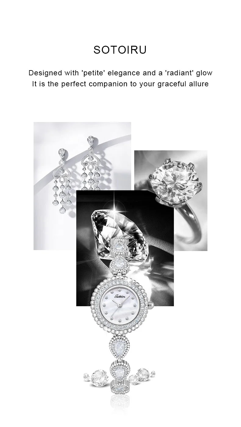 Sotoiru Luxury Bracelet Party Watches For Women Zircon Waterdrop Shape Quartz Wristwatch Jewel Accessory Gifts For Woman