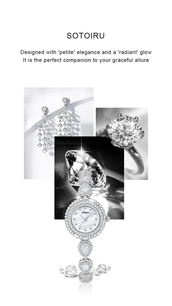 Sotoiru Luxury Bracelet Party Watches For Women Zircon Waterdrop Shape Quartz Wristwatch Jewel Accessory Gifts For Woman