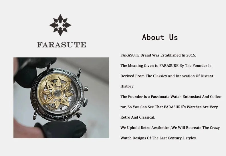 FARASUTE 2025 New Retro Mens Watches Quartz Watch For Men Speed Sports Chronograph  AR Coating  Sapphire VK64 Clock Reloj Hombre