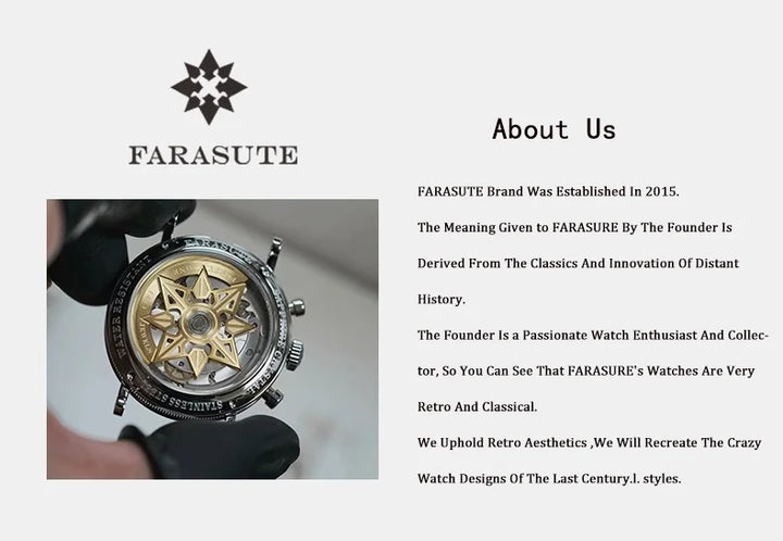 FARASUTE 2025 New Retro Mens Watches Quartz Watch For Men Speed Sports Chronograph  AR Coating  Sapphire VK64 Clock Reloj Hombre