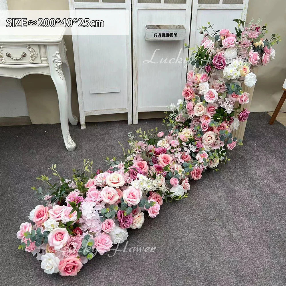 2m Luxury Runner Flower Row Artificial Flowers for Table Centerpiece Wedding Decoration Mix Flowers Backdrop Wall Arches Decor