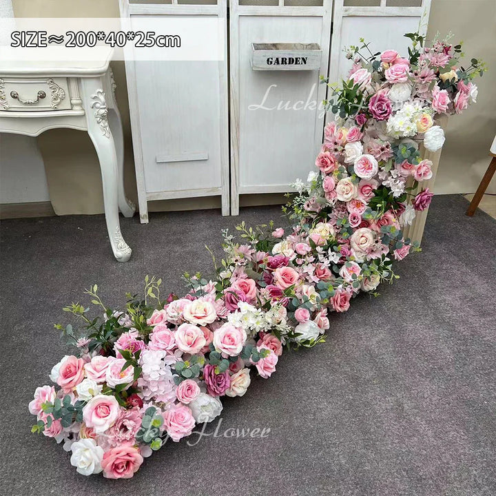 2m Luxury Runner Flower Row Artificial Flowers for Table Centerpiece Wedding Decoration Mix Flowers Backdrop Wall Arches Decor