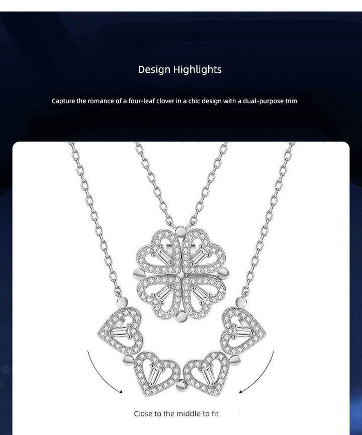 Valentine's Day Sterling Silver Necklace Girl Pendant Clover