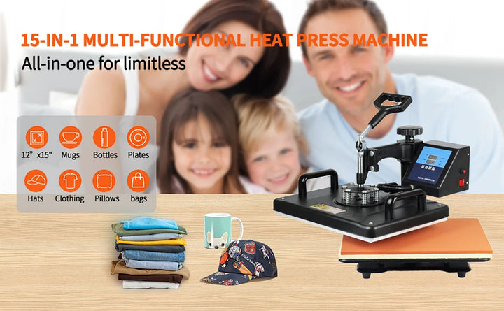 15 In 1 Combo Muntifunctional Sublimation Heat Press Machine Tshirt Heat Transfer Printer For Mug/Cap/football/bottle/pen/shoes