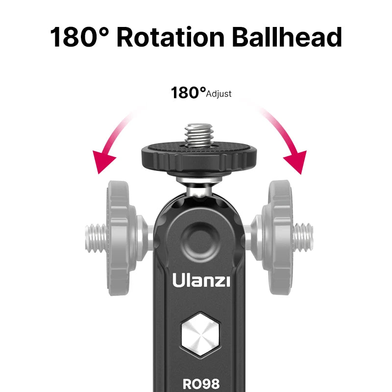 Ulanzi R098 Double Ball Heads Magic Arm with Cold Shoe Mount 1/4''  Screw for DSLR Camera Monitor Mic Video Light Super Clamp