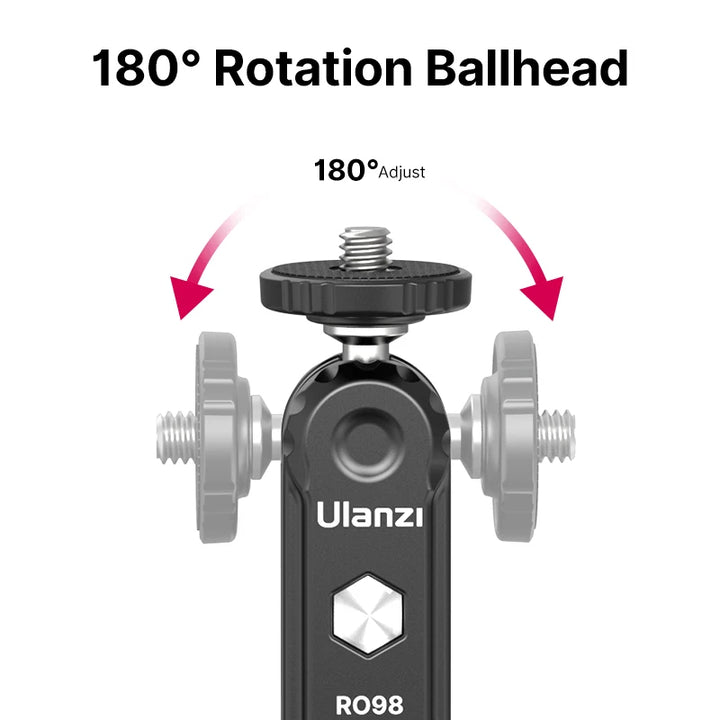 Ulanzi R098 Double Ball Heads Magic Arm with Cold Shoe Mount 1/4''  Screw for DSLR Camera Monitor Mic Video Light Super Clamp