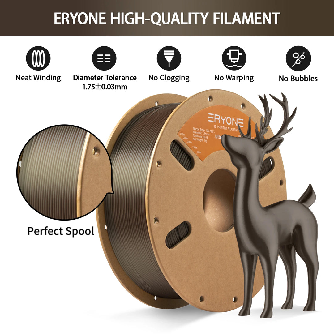 Eryone Promotion Ultra SILK PLA Filament 3D Printing New Arrival 1.75mm 1Kg For 3D Printer High Quality Fast delivery