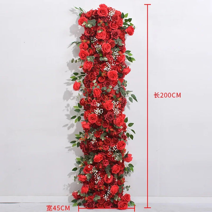 Artificial Runner Flower Row Wedding Arrangement Decoration Floral Backdrop Props Table Flower Runner Event Party Floral Decor