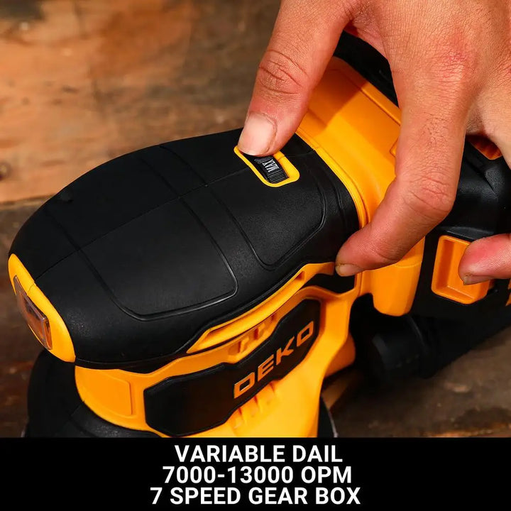 Cordless Orbital Sander with Battery & Charger Adjustable Speed Range Portable Electric Hand Sander Dust Bag & Vacuum Attachment