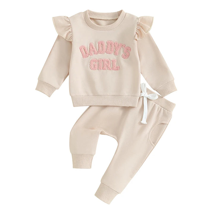 2023-09-27 Lioraitiin 0-3Y Baby Girl Clothes Daddys Girl Long Sleeve Crewneck Sweatshirt Top Casual Pants Fall Winter Outfits