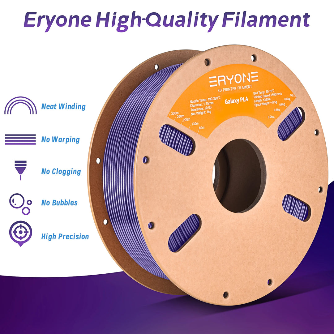 Eryone 3D Printer Glitter Pla Filament For 3D Printer Perfect Spooled(1kg)- 1.75mm Sparkle Shining Material Glittering Filaments