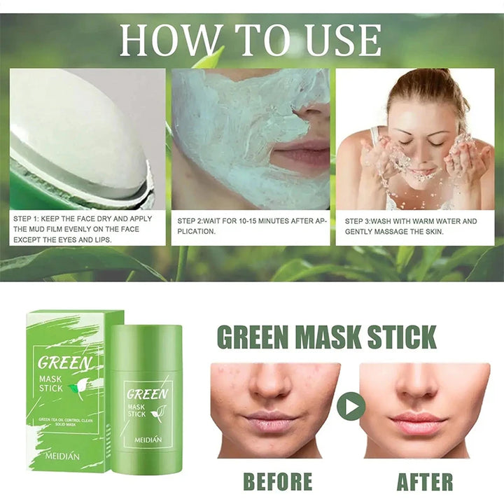 Original Facial Remove Blackhead Green Tea Solid Mask Treat Acne Blemish Black Dots Clean Stick Cream Shrink Pores Skin Care