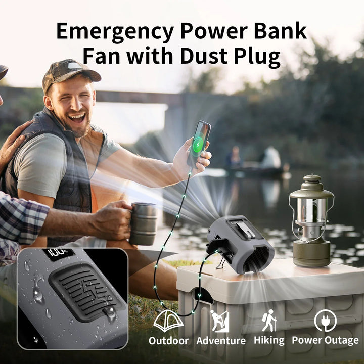 Socool Fan 5000mAh Portable Waist Fan Portable Hanging Neck with Power Bank 4 Speeds 13000RPM for Travel Courier Outdoor Working