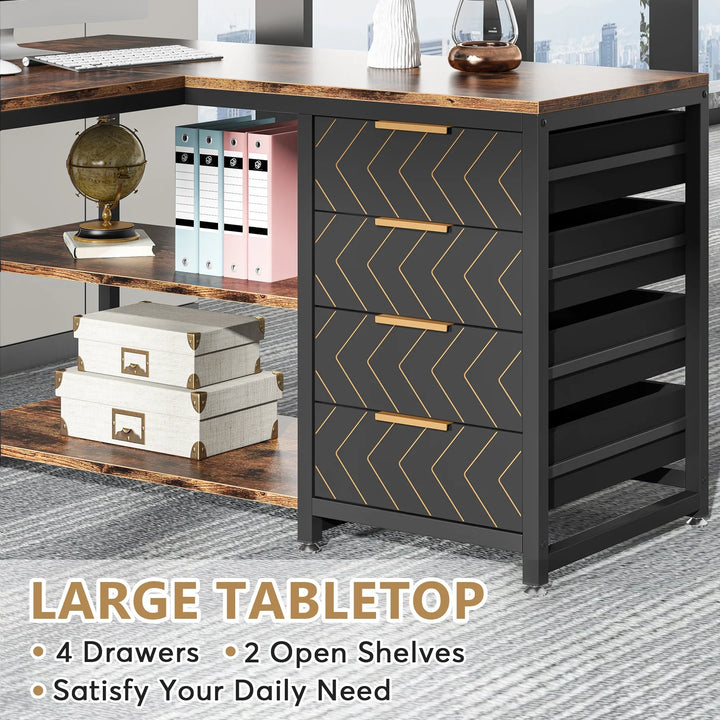 Tribesigns 59" L-Shaped Desk with Storage