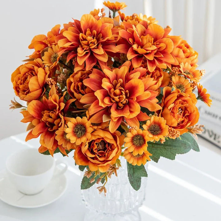 Silk Pompon Roses & Daisy Bouquet