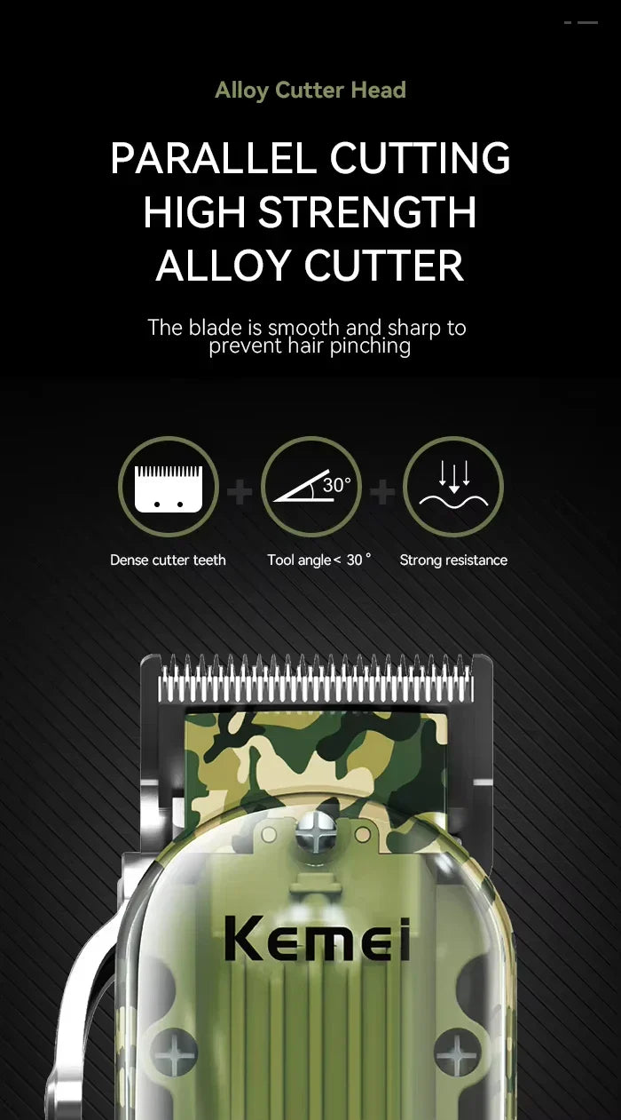 Kemei Transparent Body Electric Hair Clippers Kit KM-1926 KM-1928 Rechargeable Trimmer KM-TX7 Waterproof Men's Shaver Barber