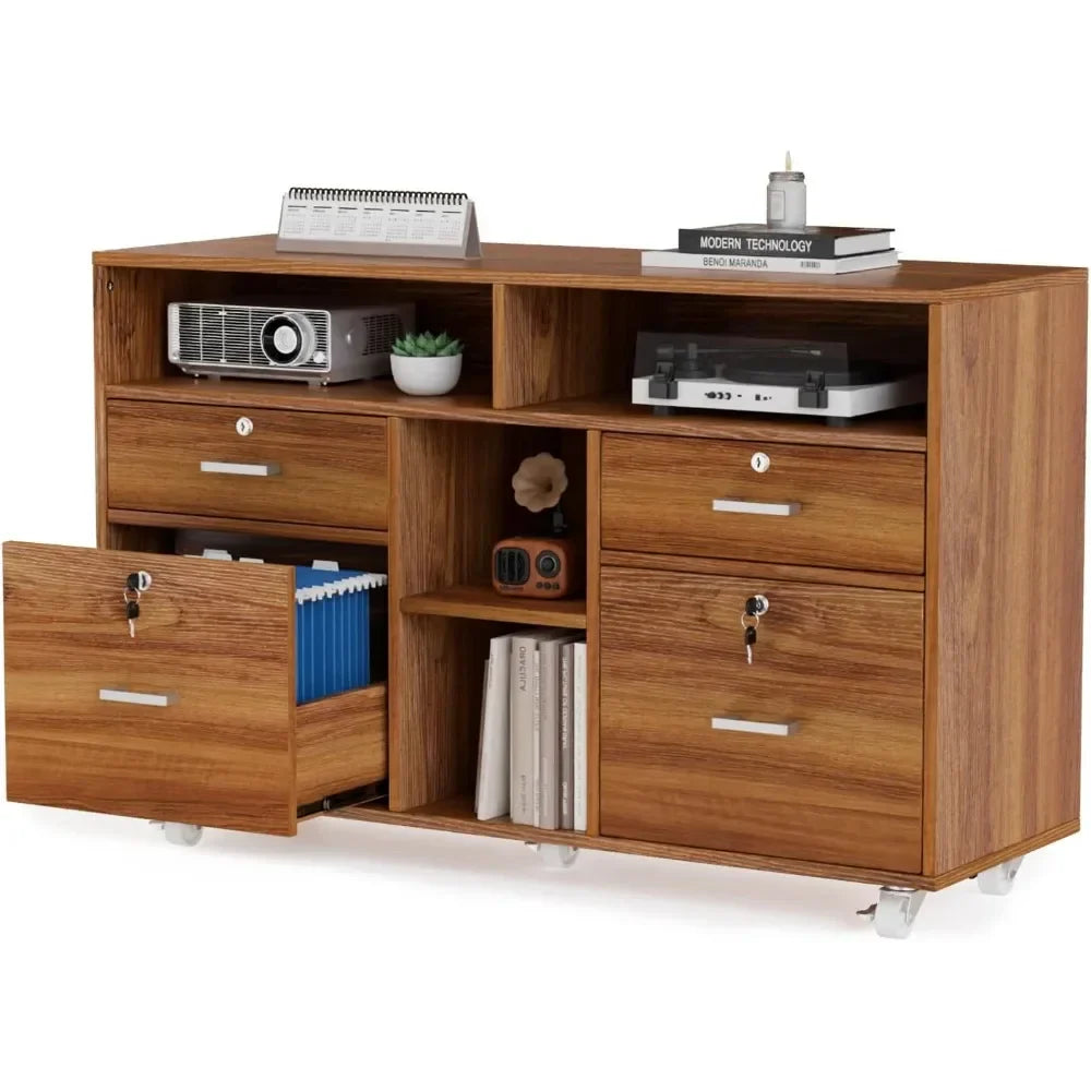 Wide 4-Drawer Office File Cabinet with Lock