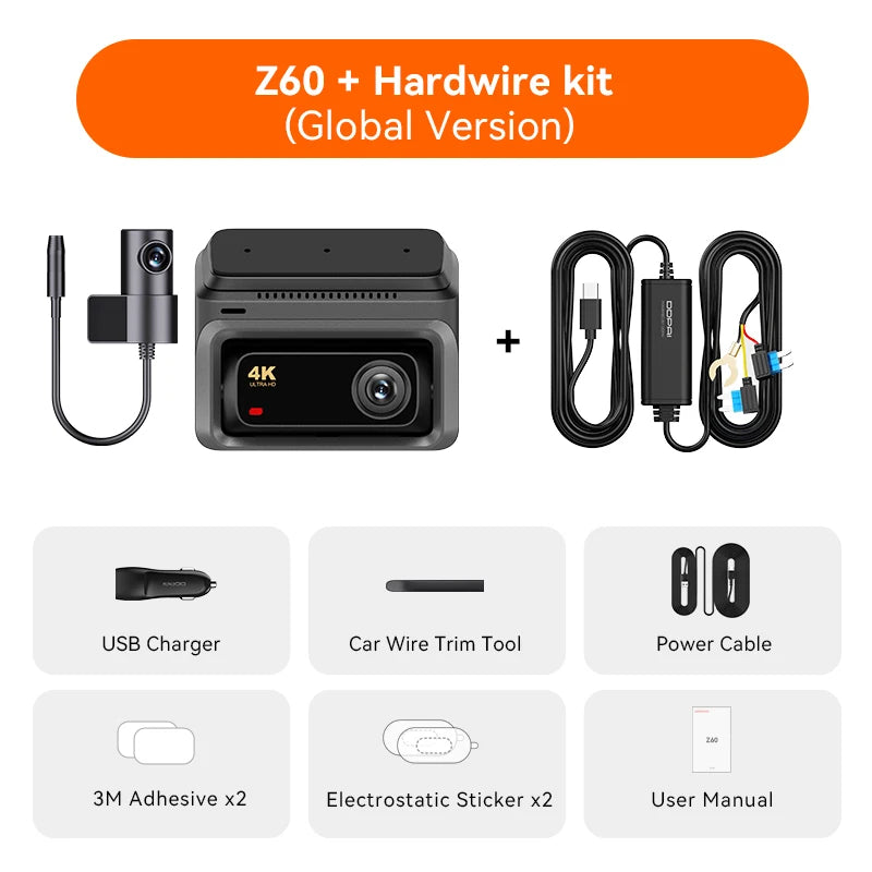 DDPAI Z60 4K+2K+1080P Dashcam Support Rear and Interior with GPS 5GHz WiFi  ADAS NightVIS 2.0 Dash Camera 24H Parking Monitor