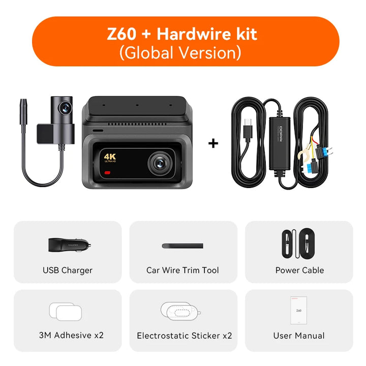 DDPAI Z60 4K+2K+1080P Dashcam Support Rear and Interior with GPS 5GHz WiFi  ADAS NightVIS 2.0 Dash Camera 24H Parking Monitor